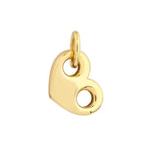 14K Yellow Gold Heart Charm Pendant, Puff Mariner Style, 18mm